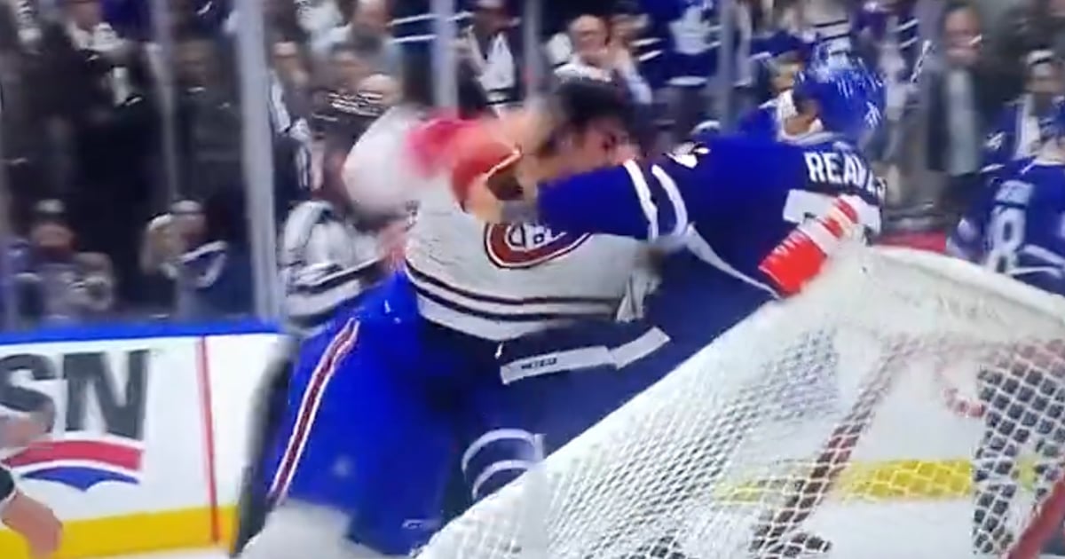Arber Xhekaj drops Ryan Reaves on empty net in heavyweight fight ...