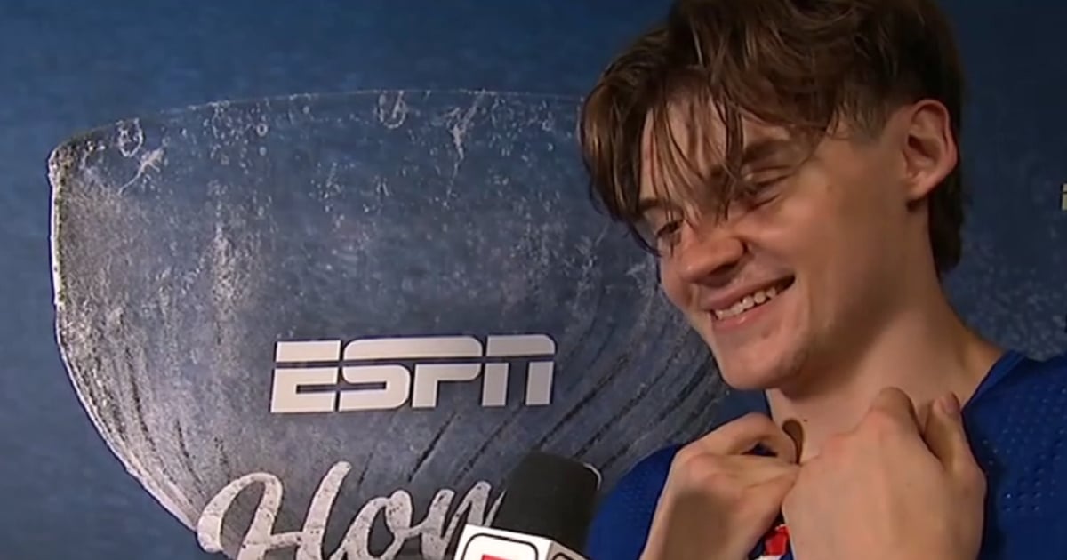 Matt Rempe reacts to scoring his first NHL playoff goal. - HockeyFeed