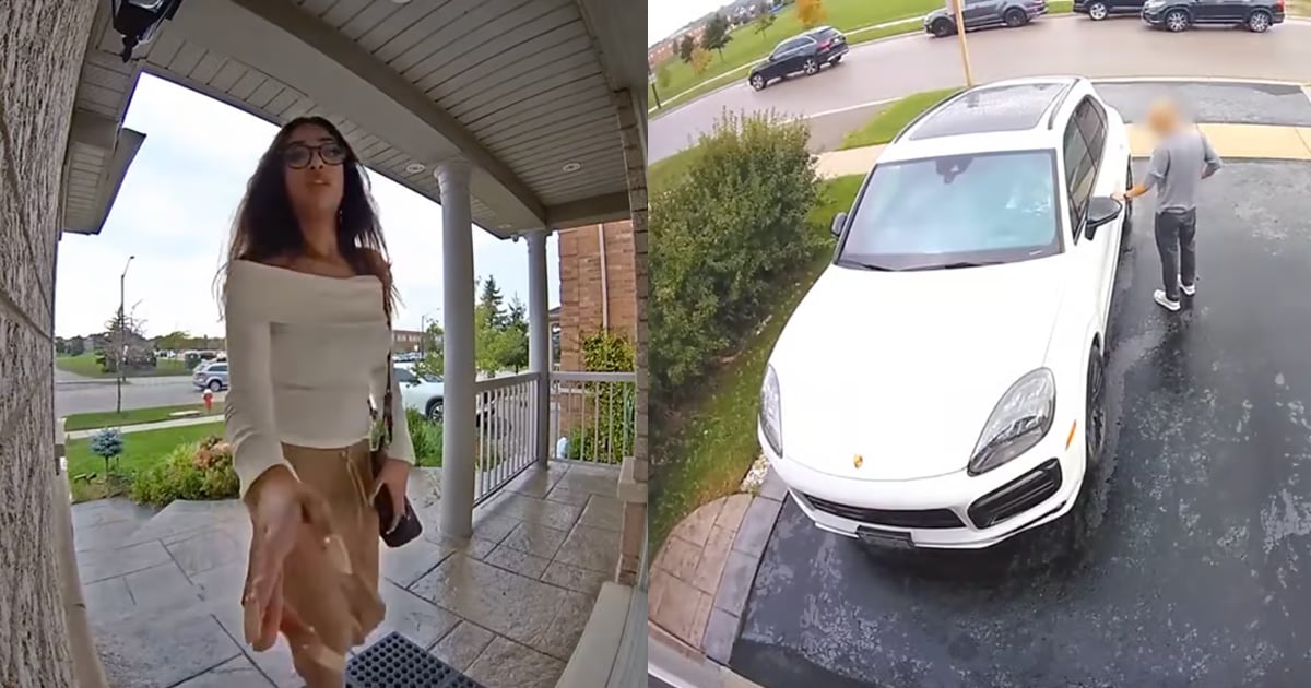La police à la recherche d'une femme qui a volé la Porsche d'un homme et l'a écrasé avec celle-ci