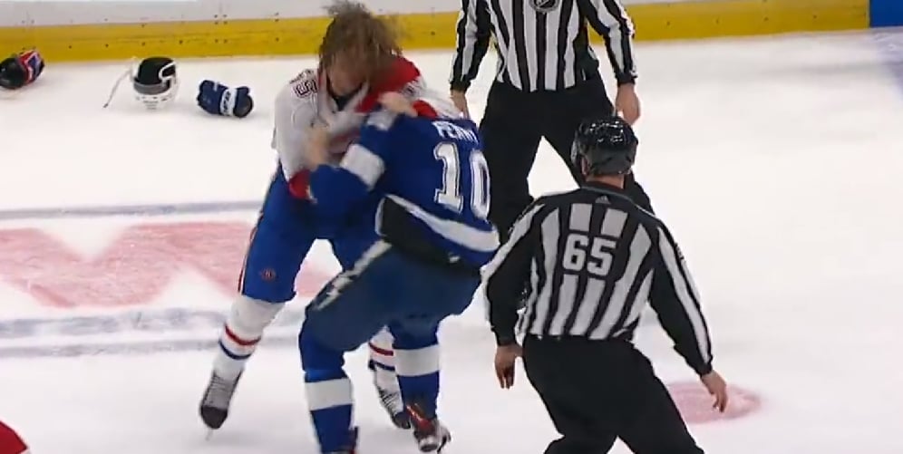 Michael Pezzetta jette les gants face à Corey Perry et remporte son combat