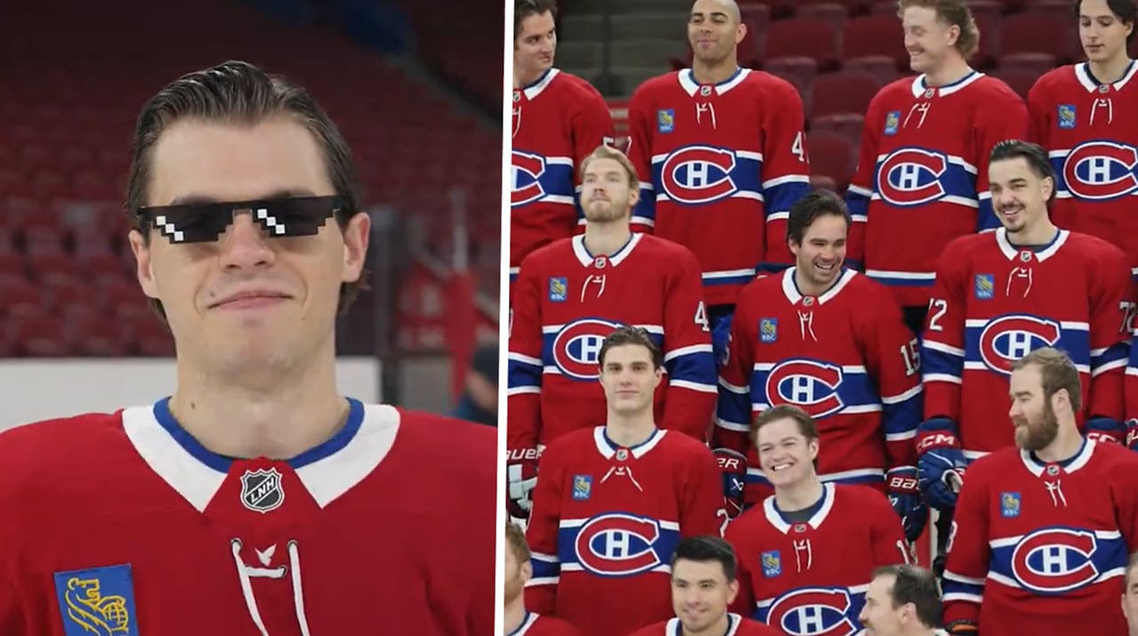 Jake Evans piège ses coéquipiers pendant la traditionnelle photo d'équipe
