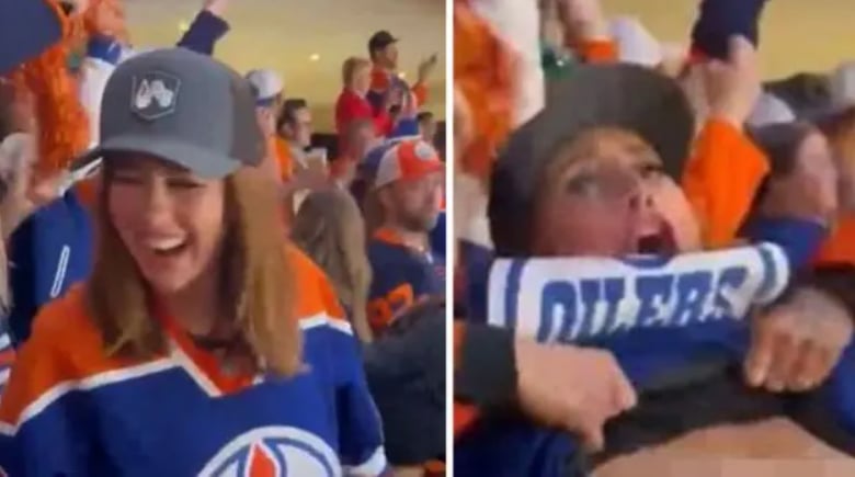 Une fan des Oilers devient virale après une célébration audacieuse 