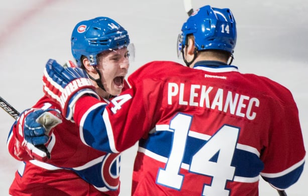 Tomas Plekanec se moque de P.K. Subban et Brendan Gallagher 