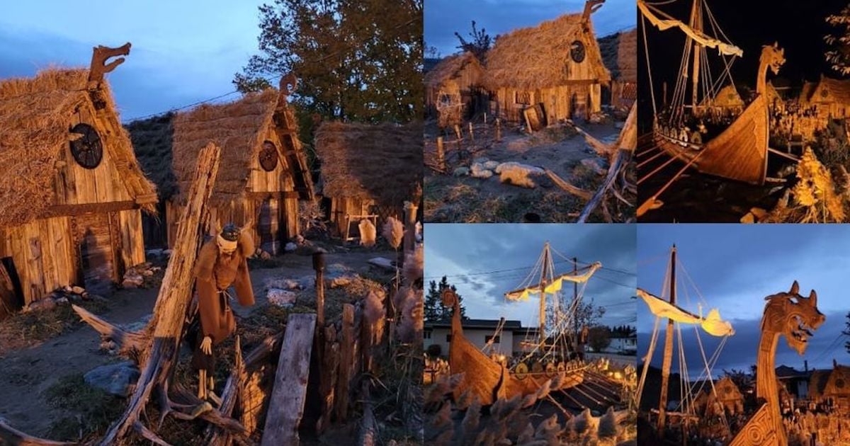 Il a créé un superbe village viking pour Halloween