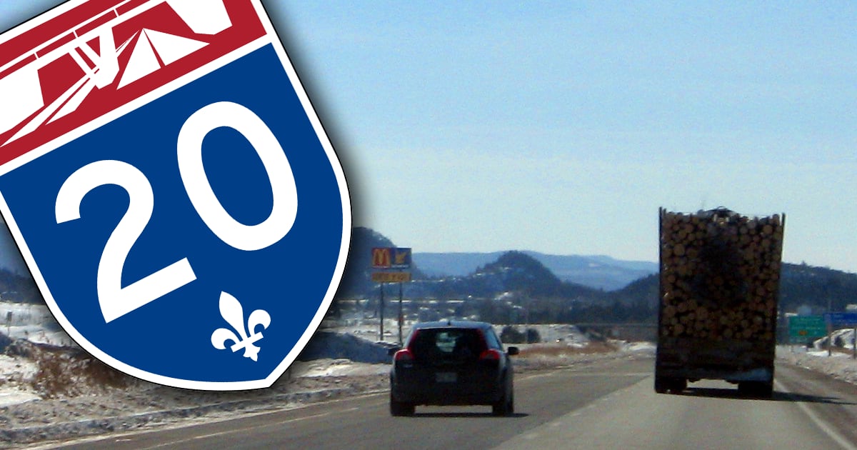 Fermeture complète de l'autoroute 20 dans les deux directions.