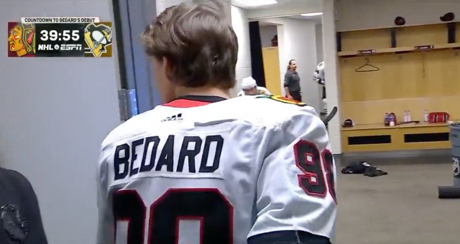 Silly mistake by Connor Bedard caught live right before his first NHL game!