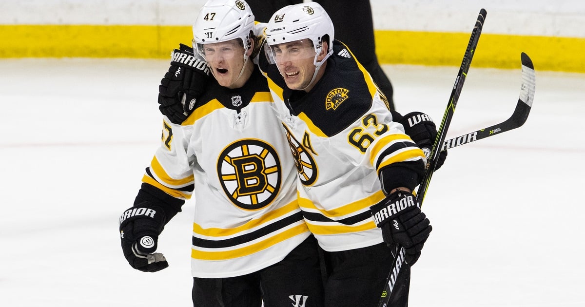 Torey Krug roasts former teammate Brad Marchand on Sunday.