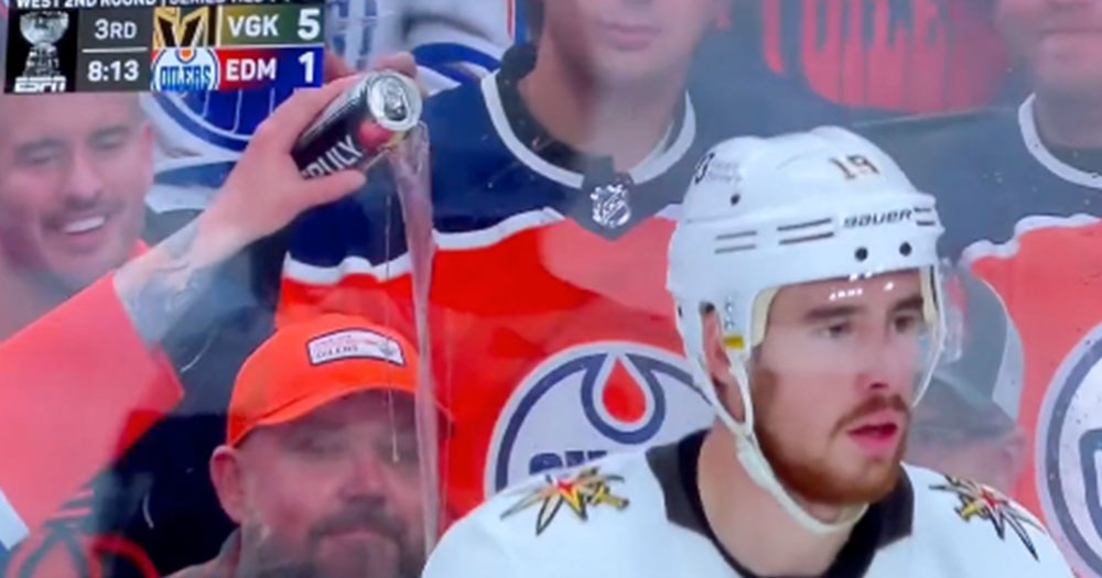 Oilers fan tries to dump beer on Reilly Smith, fails miserably