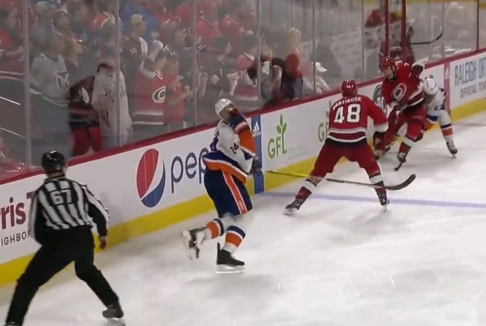Referees miss penalty just before Carolina’s OT winner!
