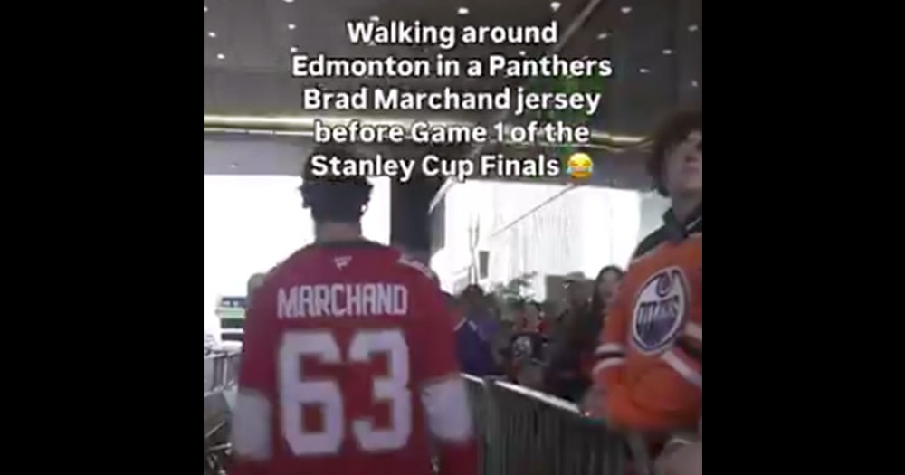 Panthers fan gets threatened by Oilers fans Before Game 1