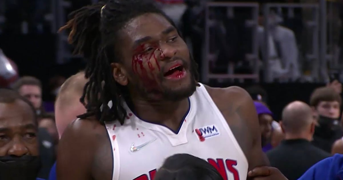 LeBron James sucker punches Isaiah Stewart and all hell breaks loose.
