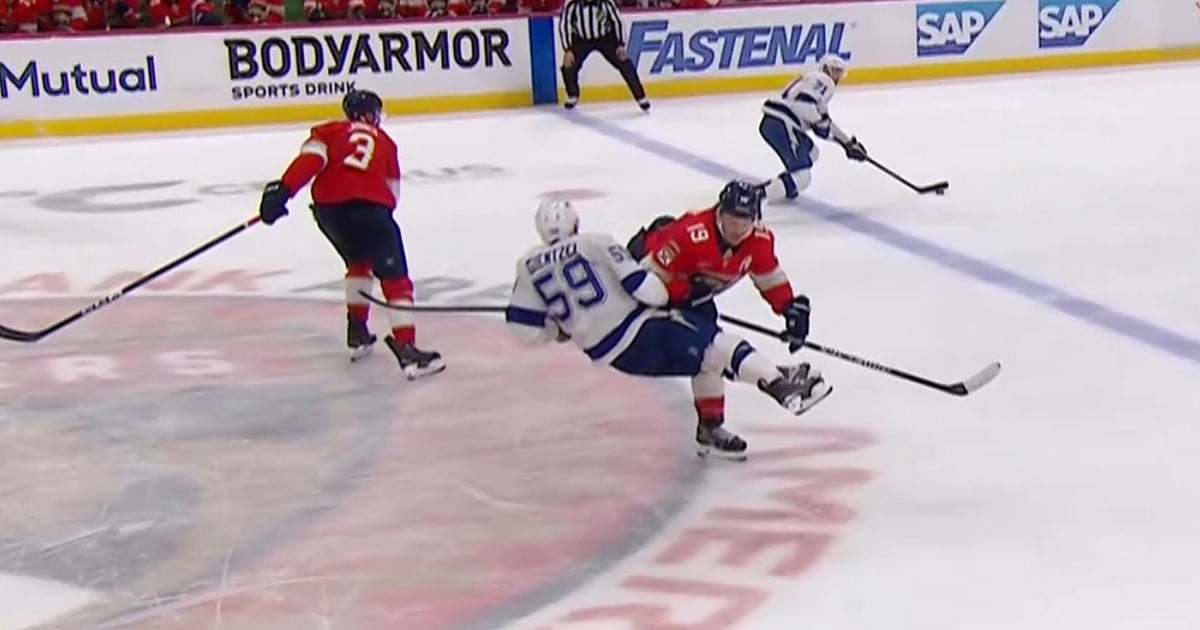 Matthew Tkachuk gets major penalty for hit on Jake Guentzel.