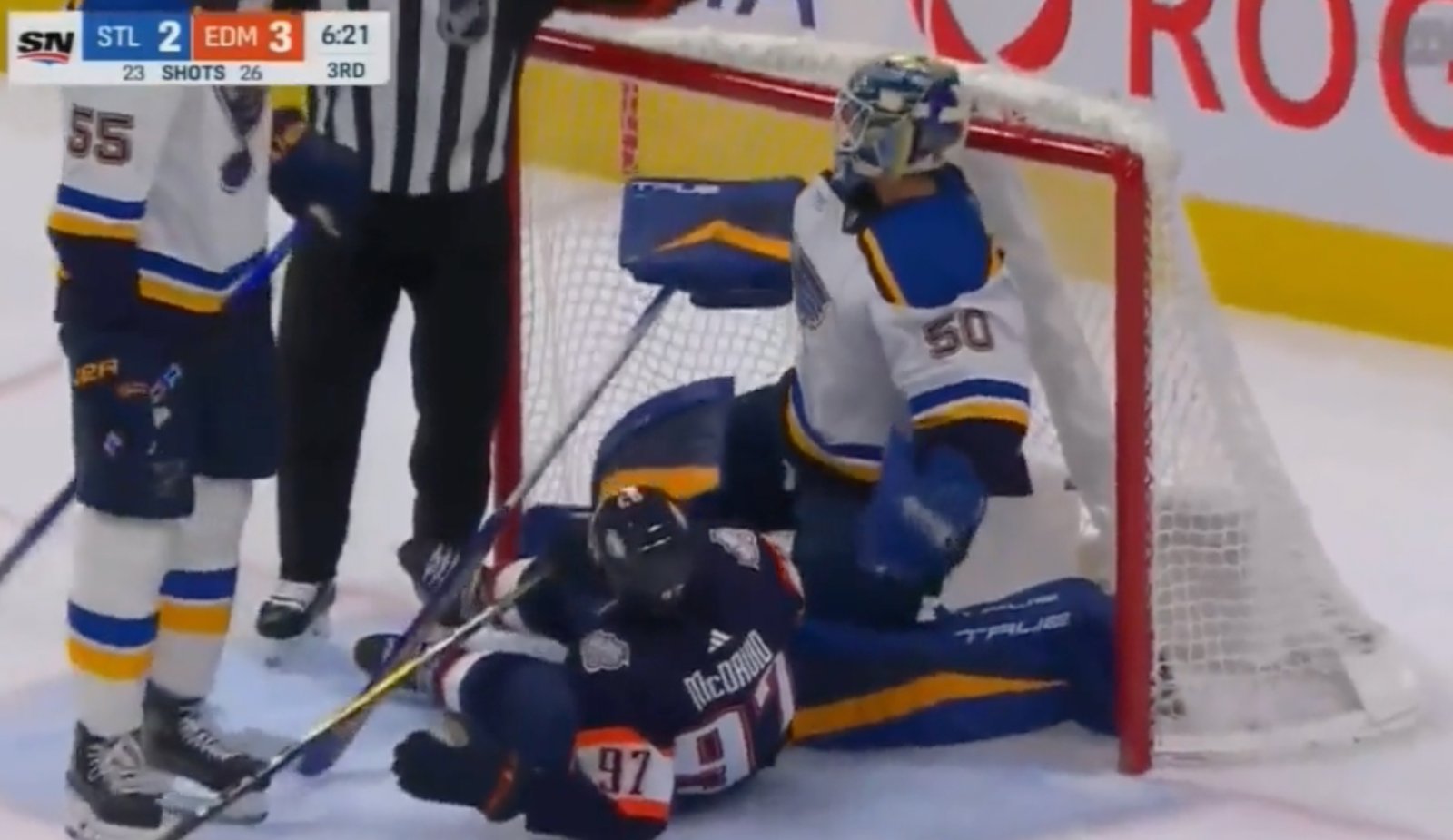 Jordan Binnington abuses Connor McDavid during and after the game!