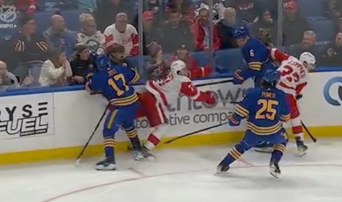 Dylan Larkin injured after hit from behind 
