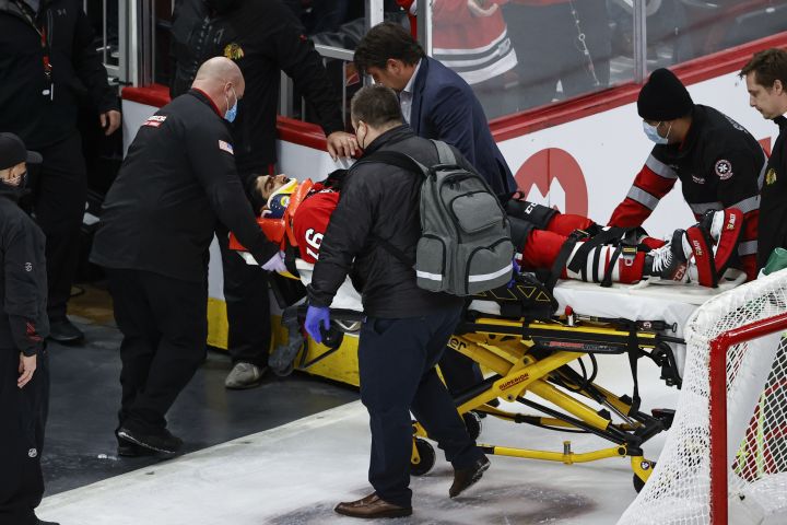 Jujhar Khaira, who left Hawks' game motionless on a stretcher, is back