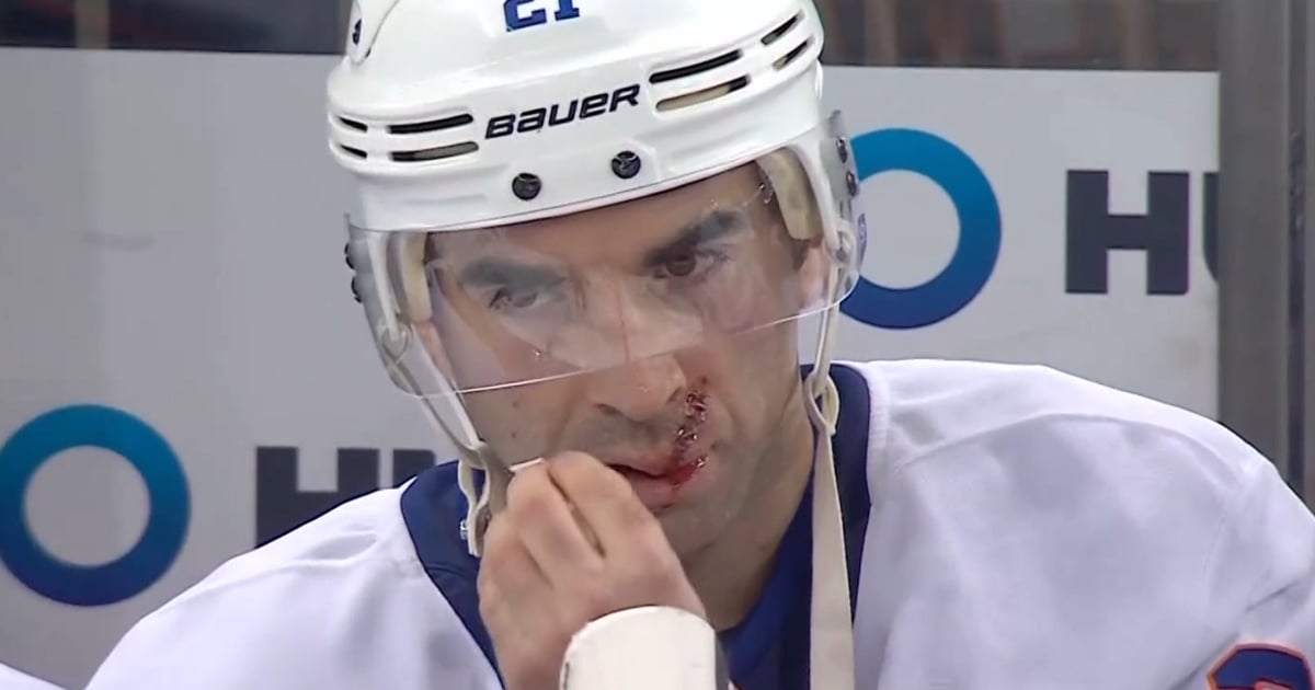 Kyle Palmieri suffers a nasty looking injury on Sunday.