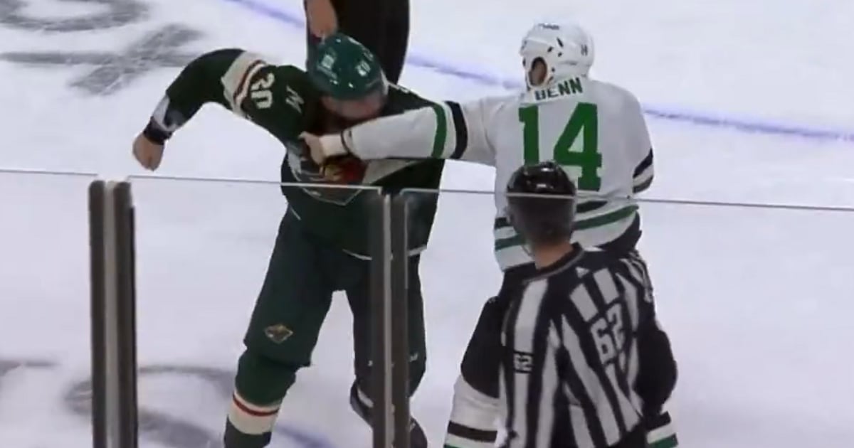 Pat Maroon and Jamie Benn drop the gloves on Saturday night!