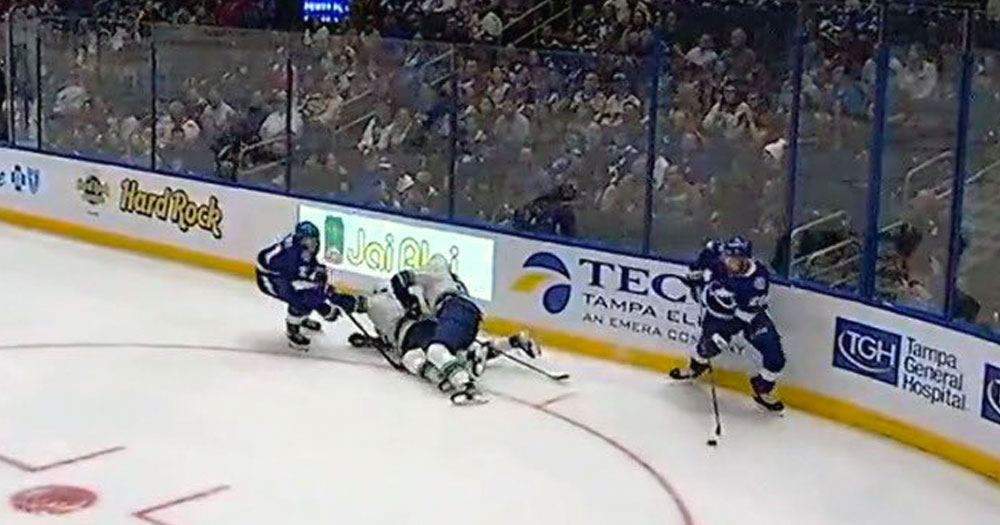 Tyler Myers smokes teammate Elias Pettersson, Lightning score because of his dumb mistake 