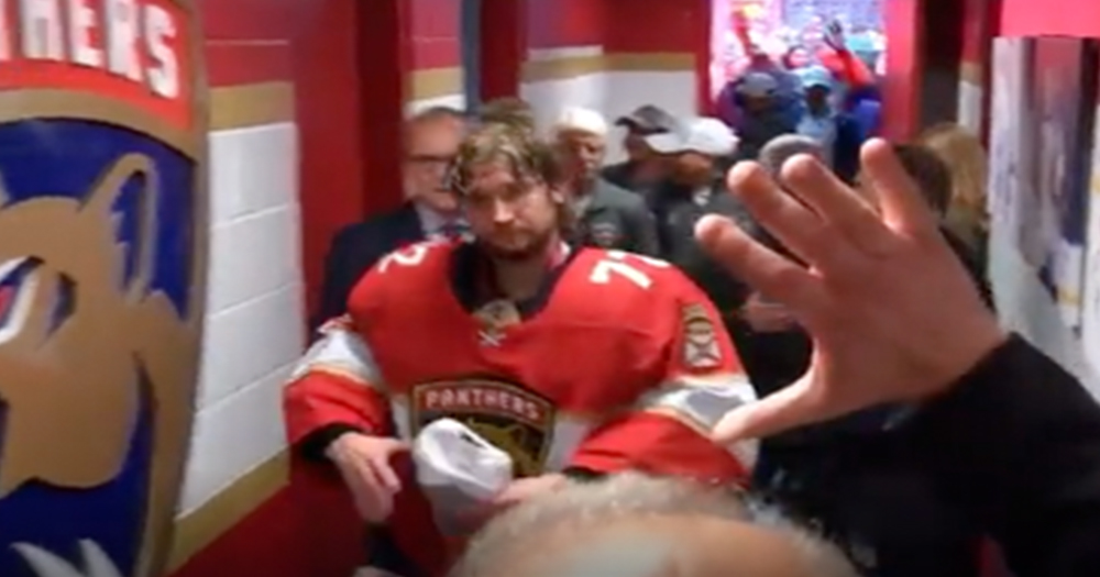 Behind the scenes look at Panthers' locker room celebration last night