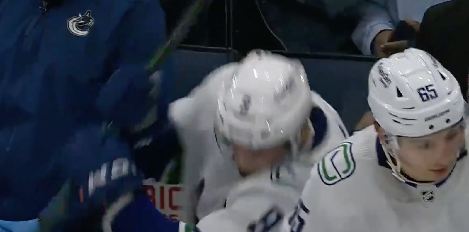 JT Miller flips out at the bench, slams his stick and screams at teammates