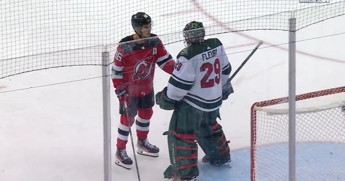 Marc Andre Fleury reveals what he said to Jack Hughes.