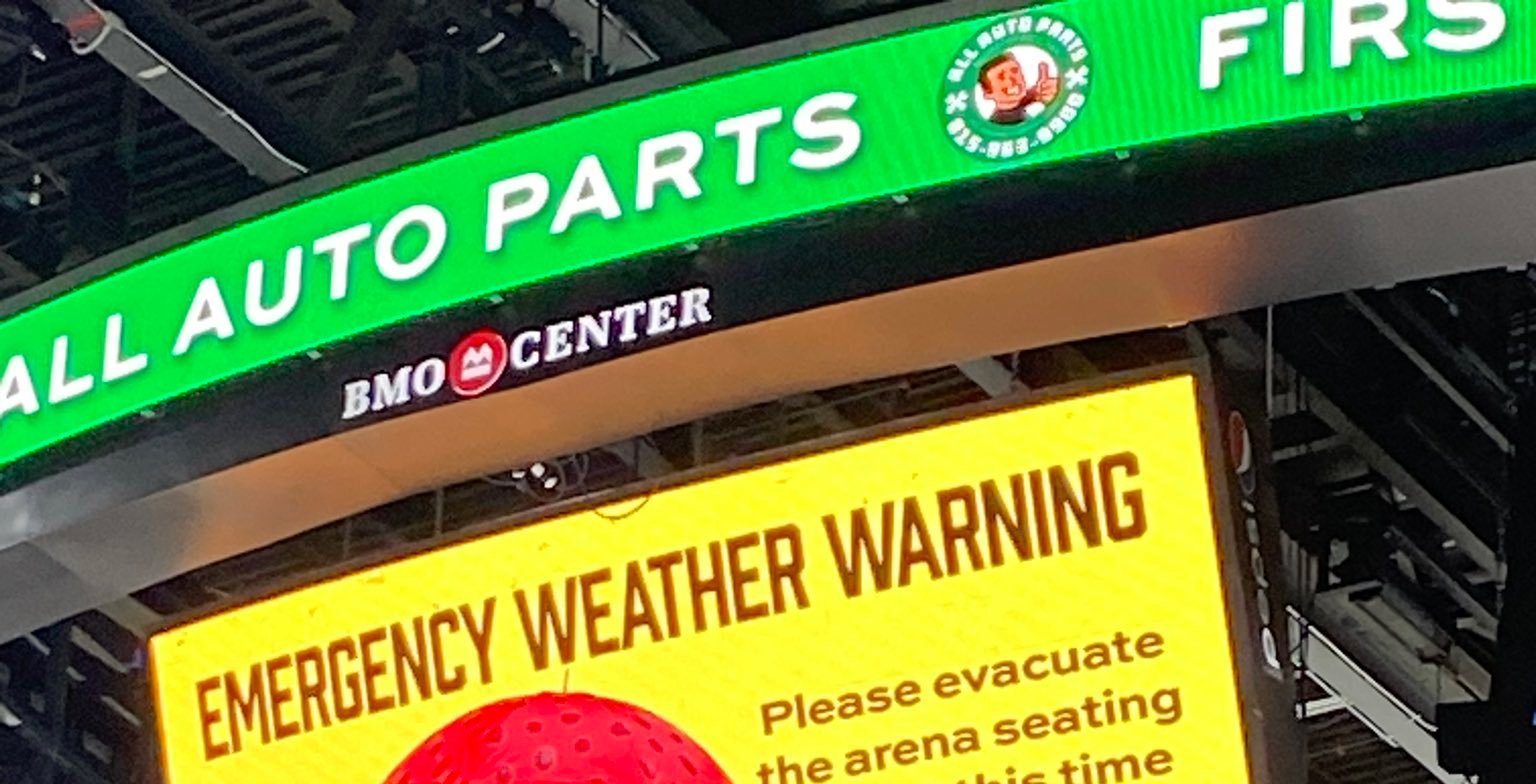 Game interrupted by tornado warning, everyone forced to evacuate! 