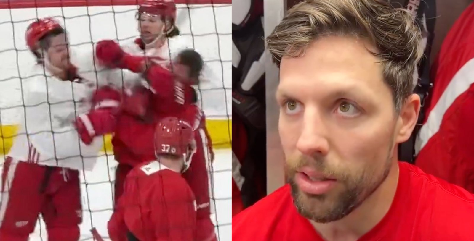 David Perron stuns with reaction to teammates fighting at practice earlier today