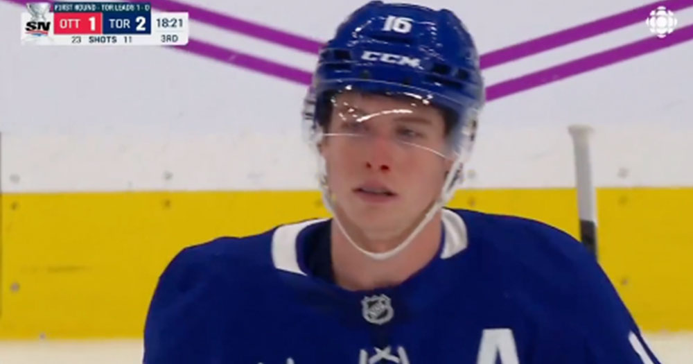 Mitch Marner ends up on the wrong side of a controversial call in Game 2