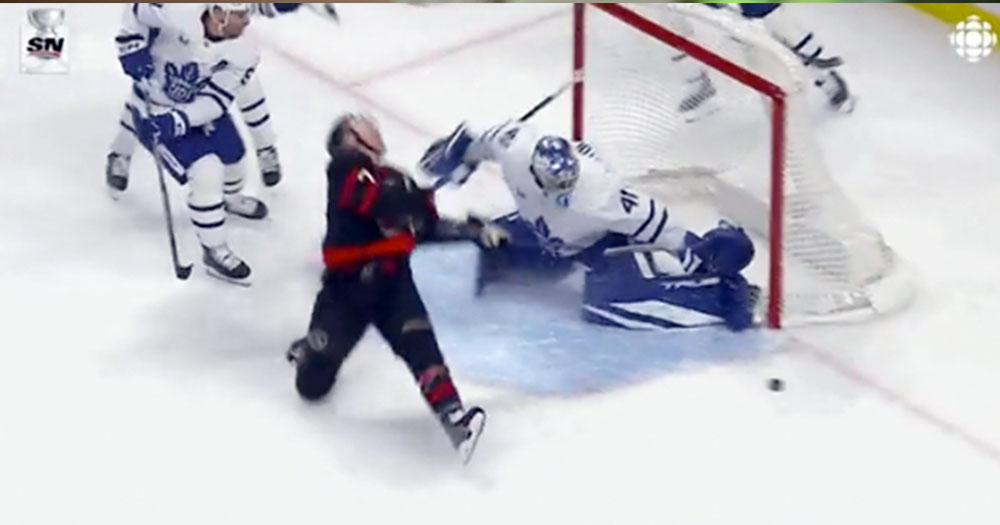 Tavares takes a penalty on an obvious dive by Tkachuk