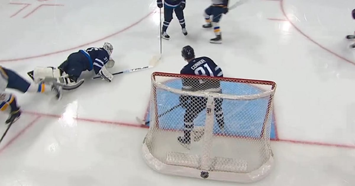 Hellebuyck gives up a goal on the first shot of Game 7.