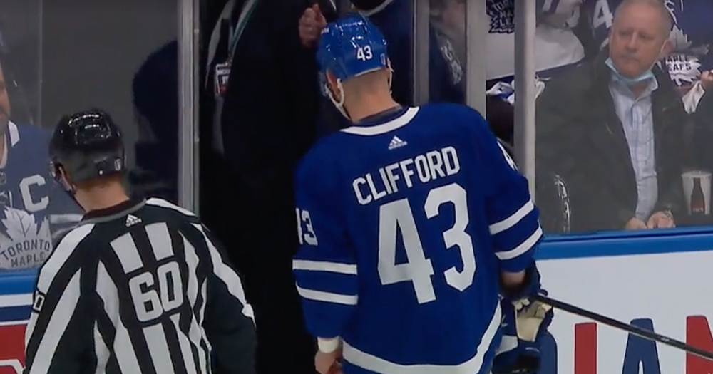 Kyle Clifford gets ejected from the game after a brutal hit from behind