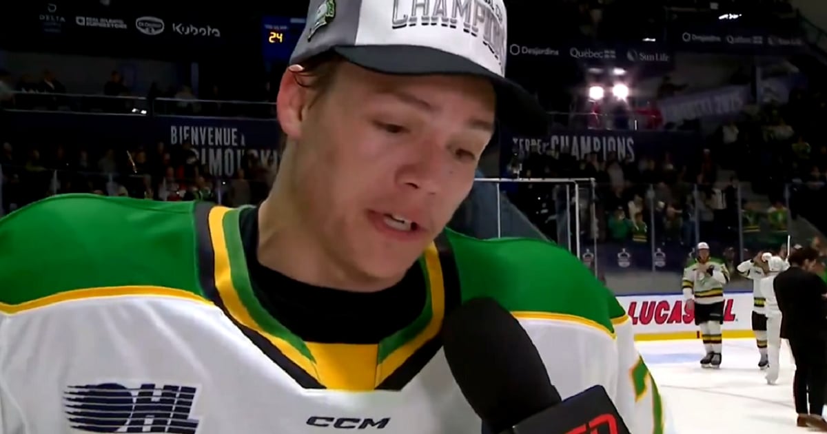 Easton Cowan sends message to Mitch Marner after tying his record.