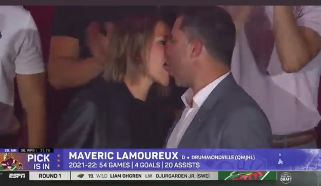 First round pick Lamoureux’s parents make out on live tv following his selection