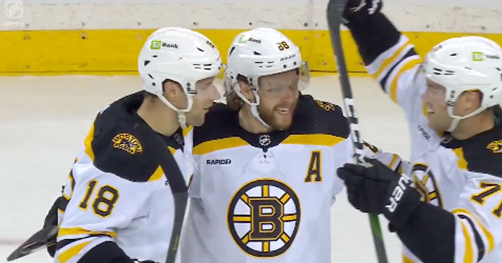 Pastrnak scores a ridiculous goal to open the scoring against Rangers
