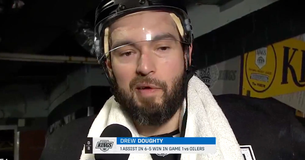 Drew Doughty swears during live TV interview following Kings Game 1 win