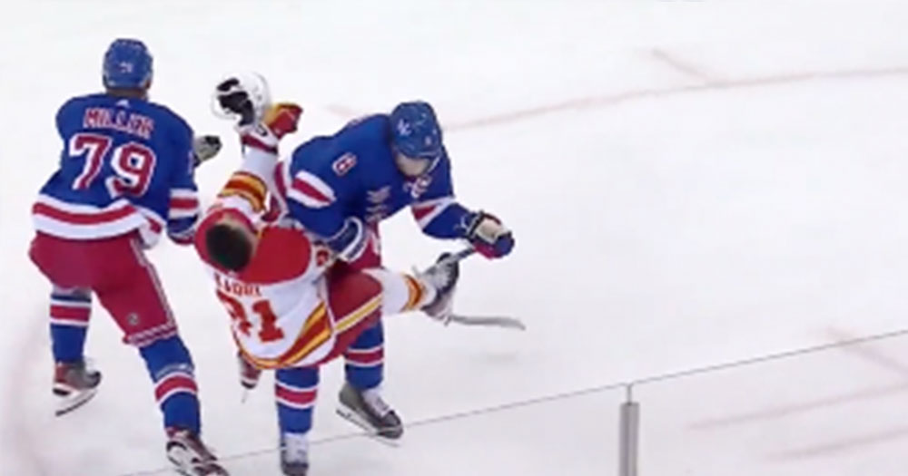 Trouba absolutely destroys Kadri as he tries to cut into the middle