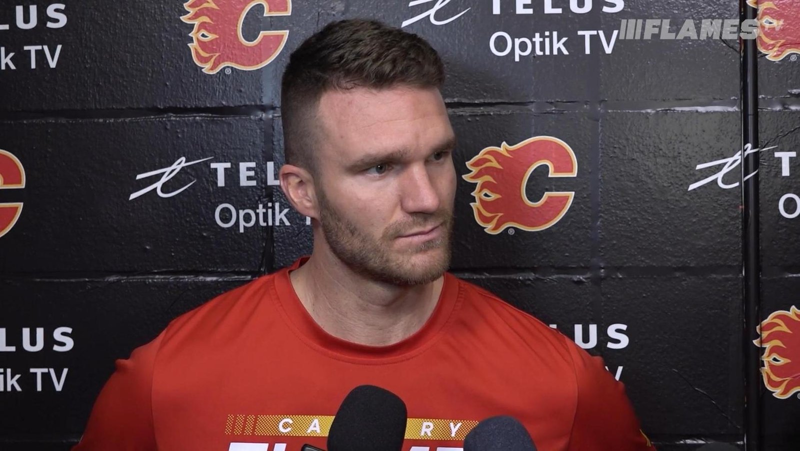 Flames’ Jonathan Huberdeau reacts to his agent bashing coach Darryl Sutter