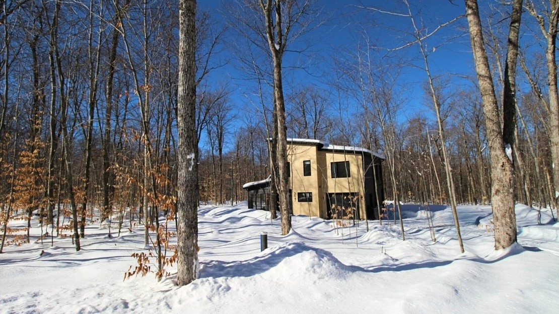 Beauté contemporaine au cœur de la nature à proximité d'un lac