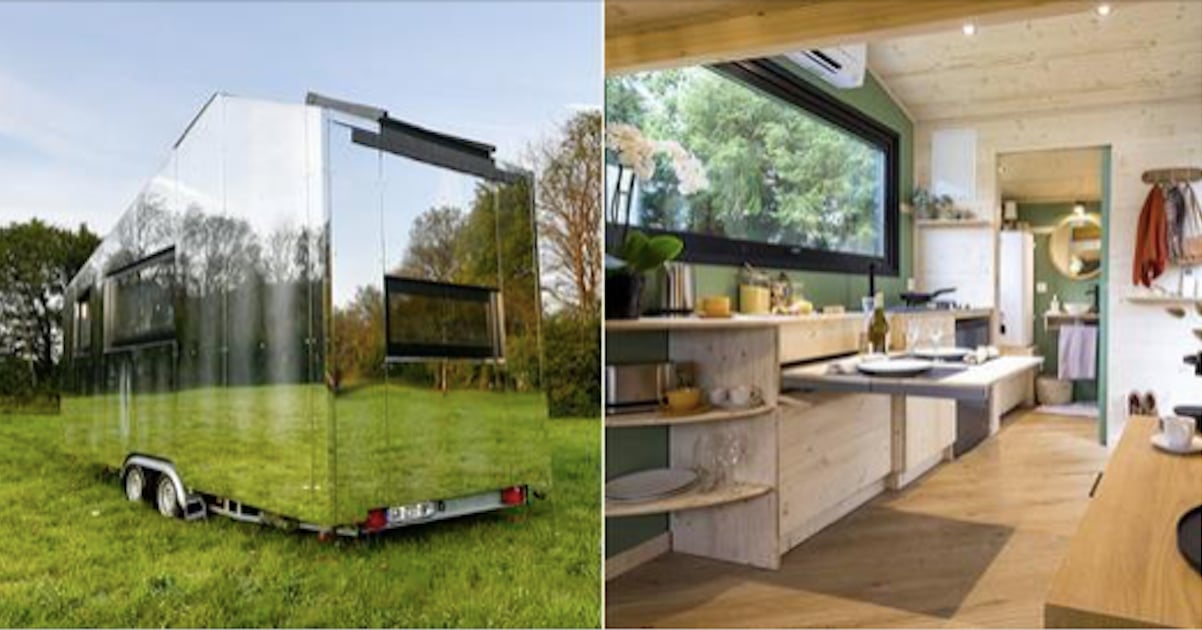 Une mini-maison en miroirs qui se fond au paysage