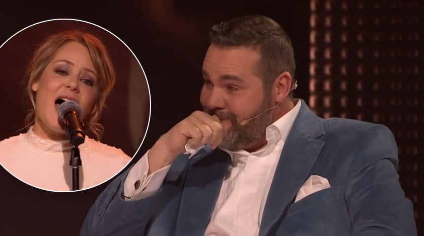 Antoine Bertrand fond en larmes lorsque sa blonde lui chante l'hymne à l'amour à En direct de l'univers