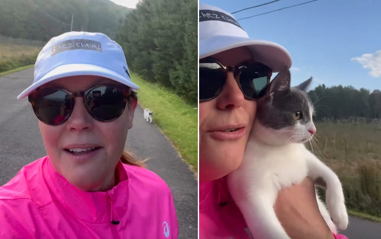 Cette vidéo de Patricia Paquin qui court avec son chat fait énormément réagir