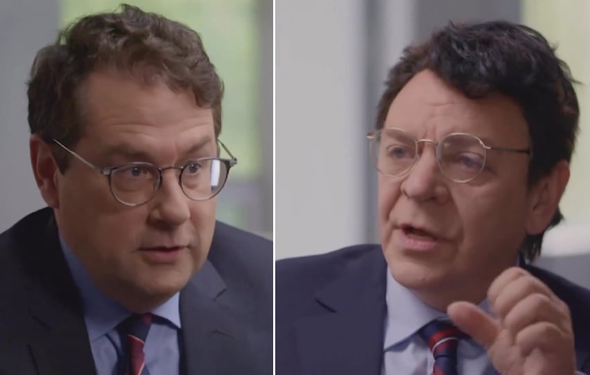 Bernard Drainville discute avec Bernard Drainville dans le moment le plus drôle de la saison à Je viens vers toi