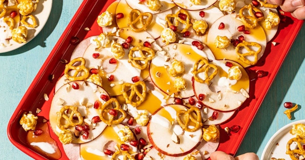 Une collation spéciale: les nachos de pommes, popocorn-caramel
